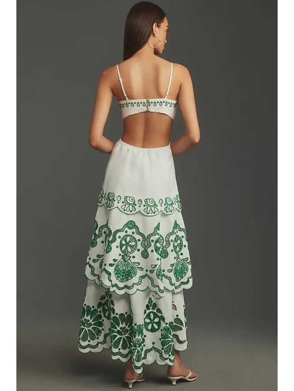 FARM Rio Flower Richelieu Linen Embroidered Midi Dress XS EUC - Picture 11 of 16